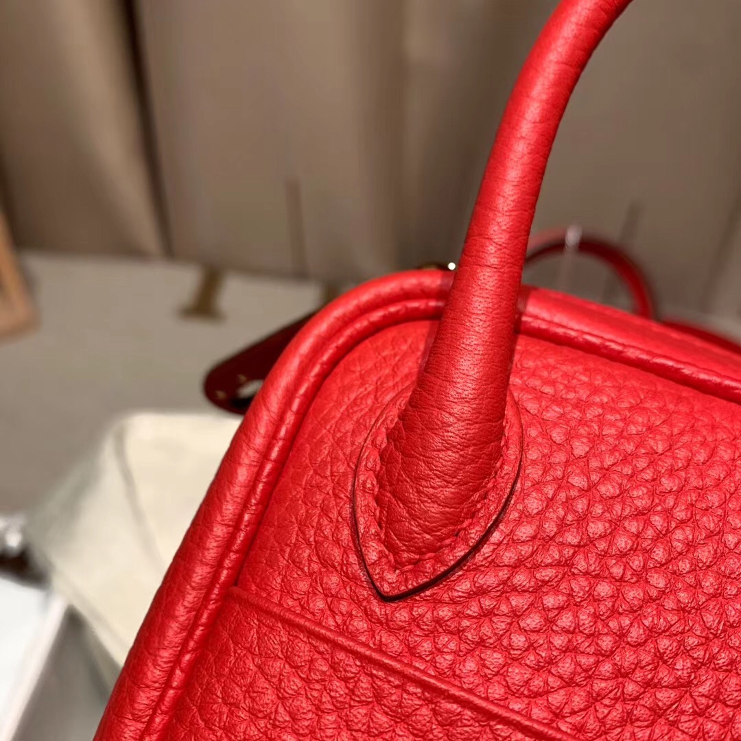 에르메스 미니 린디백19 레드 은장 끌레망스 가죽